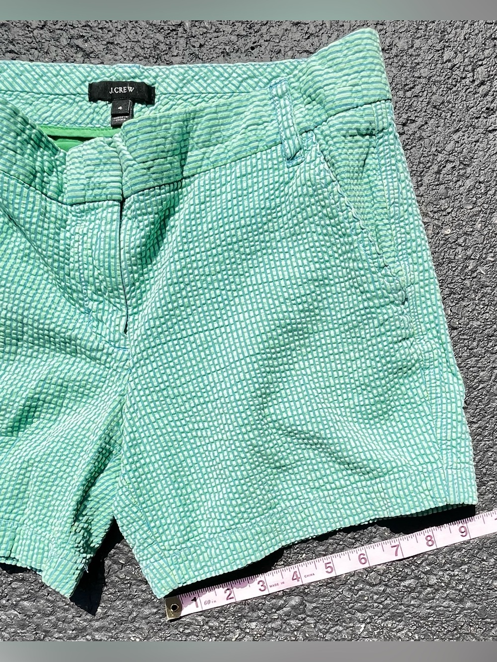 J.Crew Women’s Mint Seersucker Bermuda Textured Chino Shorts Size 4 - Picture 3 of 8